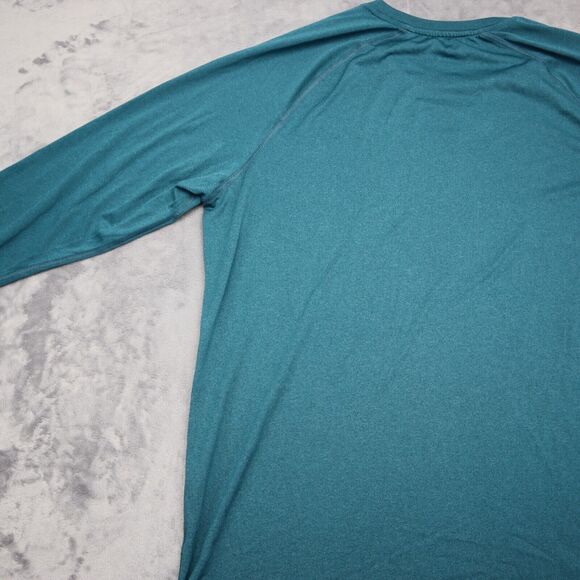 Champion Shirt Mens L Green Long Sleeve Crew Neck Polyester Logo Casual T Shirt - Picture 12 of 16